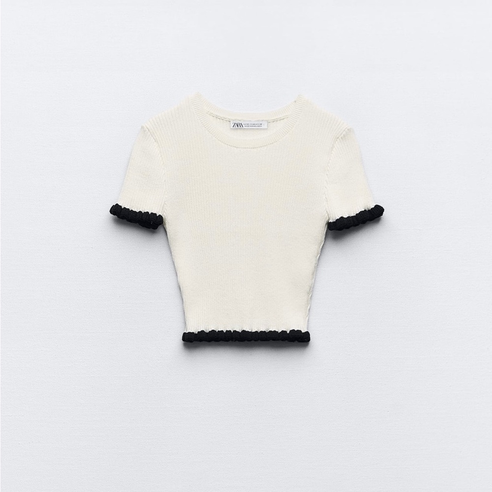 Zara Ruffled Ribbed Crop Top- Small
